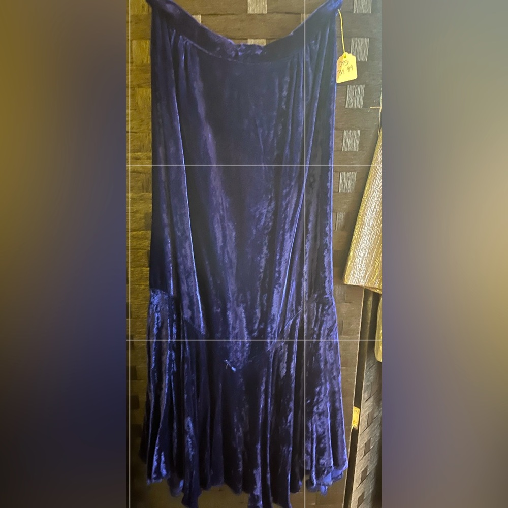 Vintage Gunne Sax Royal Blue velvet skirt SZ-2